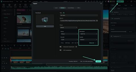 export edited video from filmora