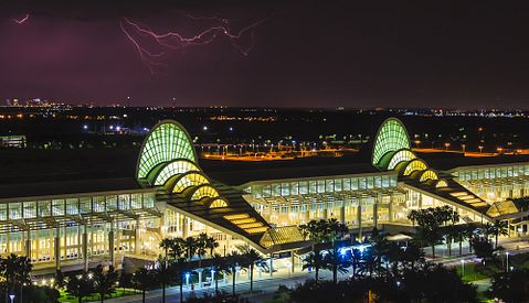 thunderbolt, strike, storm, bolt, night, thunderstorm, thunder, weather, lightning, danger, rain, electric, urban, flash, building, dark, city, blue, sky, nature, 10 Biggest Conference Centers in the US 