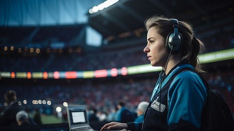 A healthcare professional providing on-site support for a sporting event or concert.