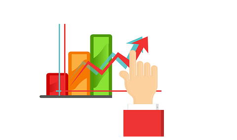 arrow, data, up, rising