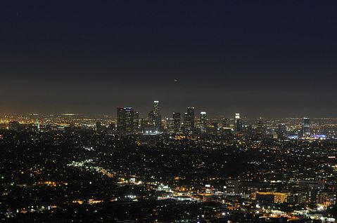 los angeles, california, night skyline, city lights