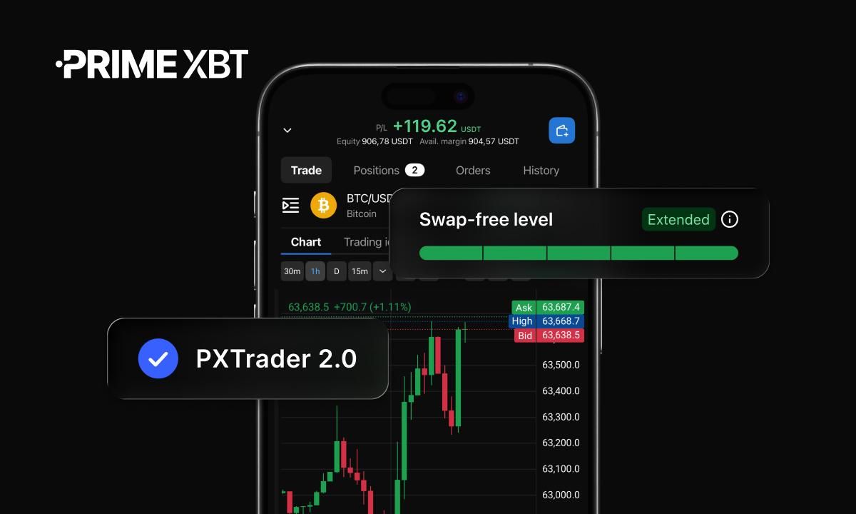 PrimeXBT Expands Swap-Free Trading to PXTrader 2.0