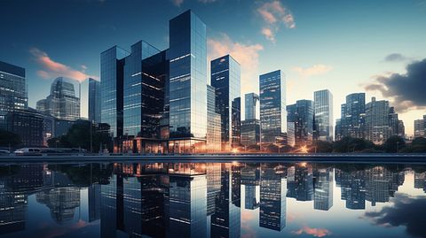 A high rise building located in the city skyline, reflecting the business of the company.