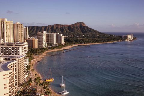 Waikiki Beach and Diamond Head, Oahu, Hawaii