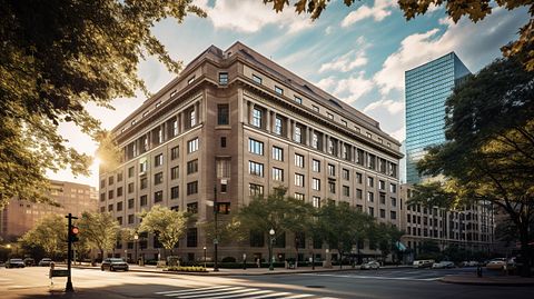 An exterior shot of the real estate trust's headquarters building.
