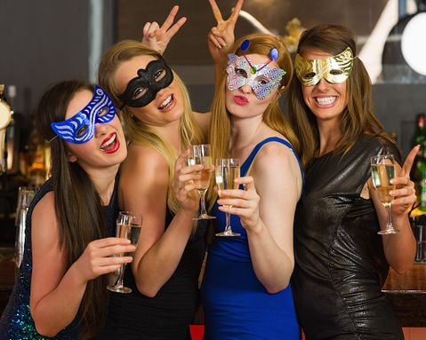 costume, bar, laughing, leisure, fun, attractive, sparkling wine, laughter, hedonistic, light hair, friendship, clubbing, luxury, celebration, masquerade mask, alcohol, 10 Easiest Celebrities to Dress Up As 