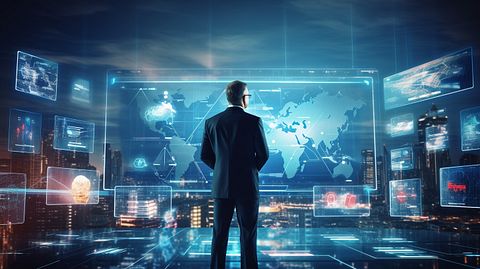 A DOD assistant presenting a portfolio of products and solutions from the company, highlighting its expertise in the IT sector.