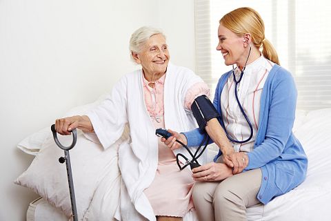 LHC Group, LHCG, shutterstock_179581346  nurse, patient, healthcare, hospital, sick, ilness, helping, doctor, medical, medicine, elderly, blood pressure
