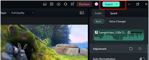 click the export button