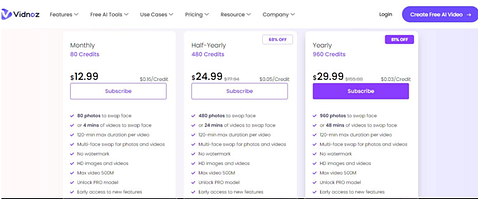price plan of vidnoz