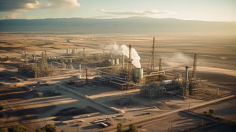 Aerial view of Berry Petroleum Corporation's oil drilling site in the San Joaquin and Ventura basins.