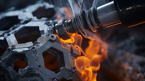 A close up of a carbon-based solution as it gets released from a nozzle into a mould.