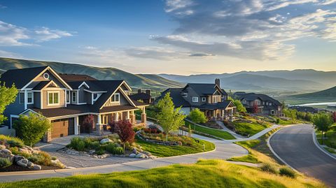 Group of single-family homes against a scenic landscape, capturing the company's business area.
