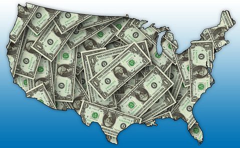 money, u.s, map, cash