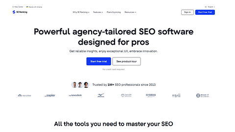 SE Ranking main page